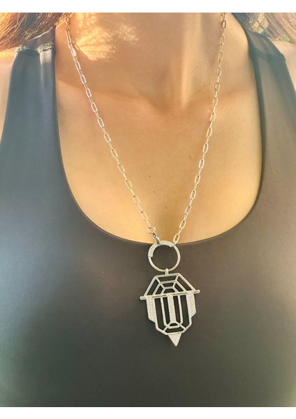 Zirkon Taş Işleme Halkalı Tasarım Unisex Çelik Kolye 30 cm fiyatları