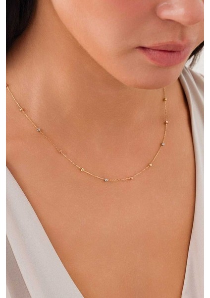 14 Ayar Altın 3 Renk Dorika Kolye