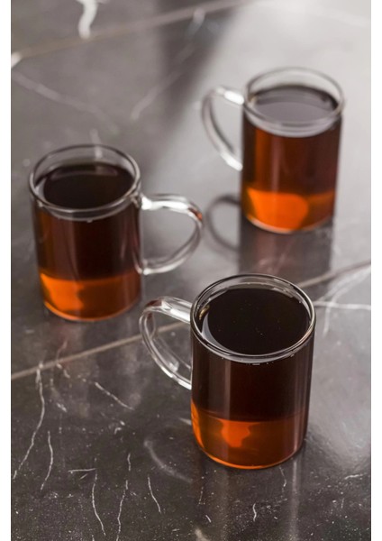 3'lü Borosilikat Isıya Dayanıklı Termisil Cam Kupa Bardak (3 x 200 Ml)