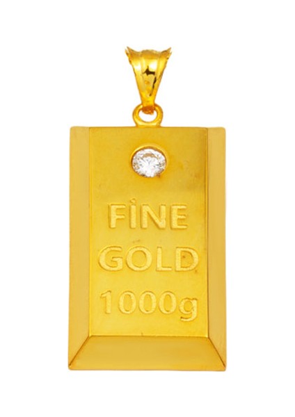 Tektaşlı 14 Ayar Külçe Altın Kolye Ucu