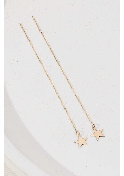 14 Ayar Altın Sallantılı Yıldız Küpe modelleri