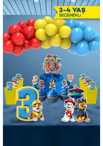 Paw Patrol Doğum Günü Parti Seti - 3 Yaş Doğum Günü Konsepti - Midi