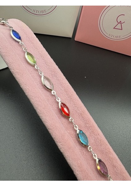 925 Ayar Gümüş Kaplama Renkli Taşlı Kadın Bileklik , El Yapımı Renkli Taşlı Kadın Bileklik fiyatları