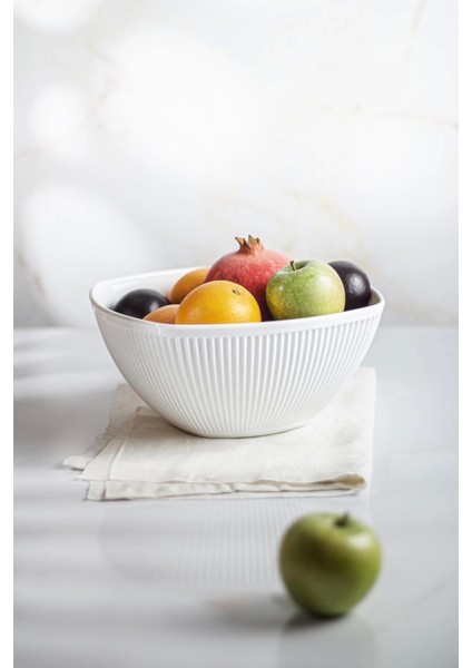 Akrilik Barok Beyaz Büyük Kare Meyve & Salata Kasesi & Karıştırma Kabı / 3,3 Lt (Cam Değildir) modelleri