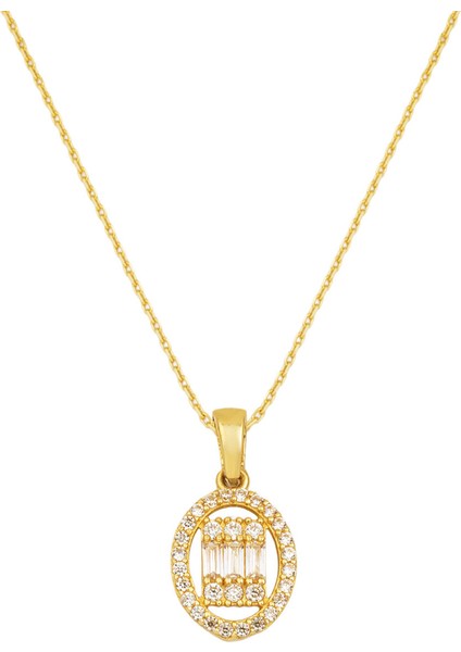 Oval Baget Kolye 14 Ayar Altın