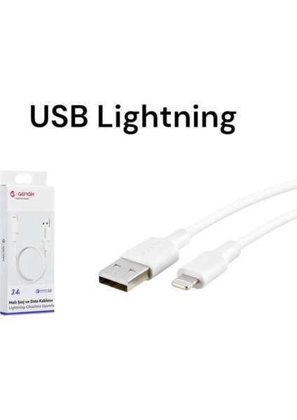 Lightning To USB Kablo 3.4A Şarj ve Data Kablosu 1m Beyaz 1ADET modelleri