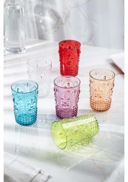 Akrilik Renkli 6'lı Kısa Bardak & Su Meşrubat Kahve Yanı Bardağı 400 ml ( Cam Değildir ) fiyatları