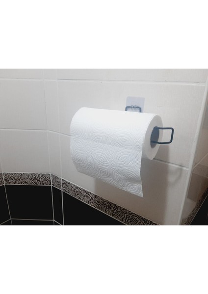 Yapışkanlı Kağıt Rulo Havluluk Peçetelik Havlu Kağıtlık Siyah Banyo Mutfak Düzenleyici