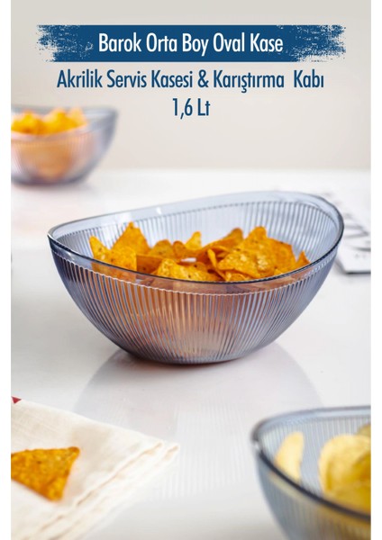Akrilik Barok Lacivert Orta Boy Oval Meyve & Salata Kasesi & Karıştırma Kabı / 1,6 Lt (Cam Değildir) fiyatları