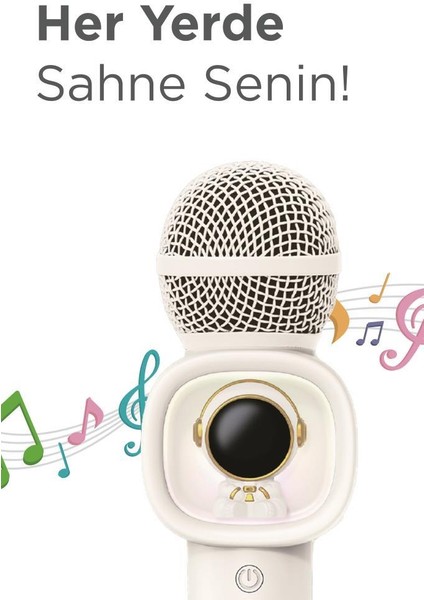 Kıdmıc-06 Beyaz Rgb Astronot Figürlü Mikrofonlu Karaoke Bluetooth Hoparlör fırsatları