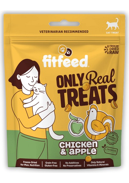 Freeze-Dried Çiğ Tavuk&Elma Kedi Ödül Maması 40g