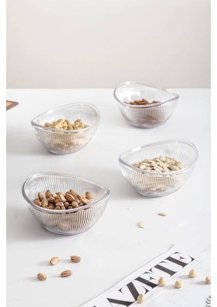 Akrilik Barok Şeffaf Oval 4'lü Küçük Kase Seti & Çerezlik & Sunumluk & Ikramlık (Cam Değildir) fırsatları