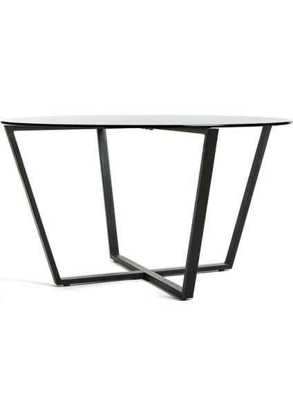 Lenny Orta Sehpa Siyah Metal Ayak Şeffaf Cam Tabla