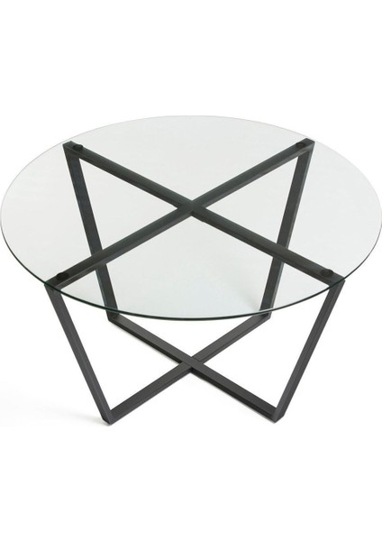 Lenny Orta Sehpa Siyah Metal Ayak Şeffaf Cam Tabla modelleri