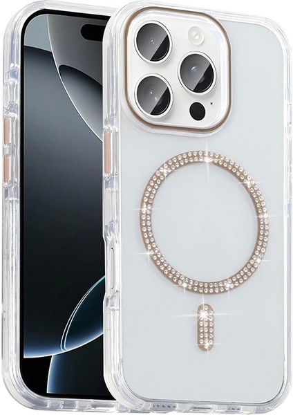 Apple iPhone 16 Pro Kılıf Taşlı Tasarım M-Safe Şarj Özellikli Redclick Koment Silikon Kapak fiyatları