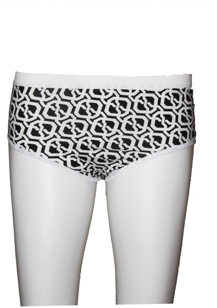 Penye Siyah Beyaz Desenli Külot
