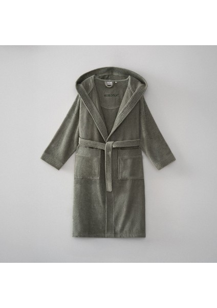 Ecosoft Yeni Kadın Bornoz Pamuk Armürlü Yeşil