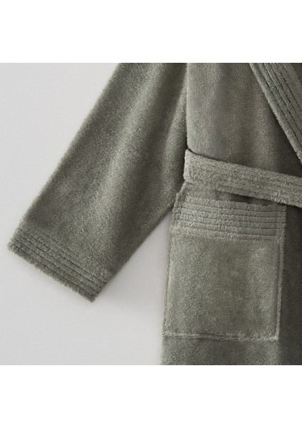 Ecosoft Yeni Kadın Bornoz Pamuk Armürlü Yeşil fırsatları