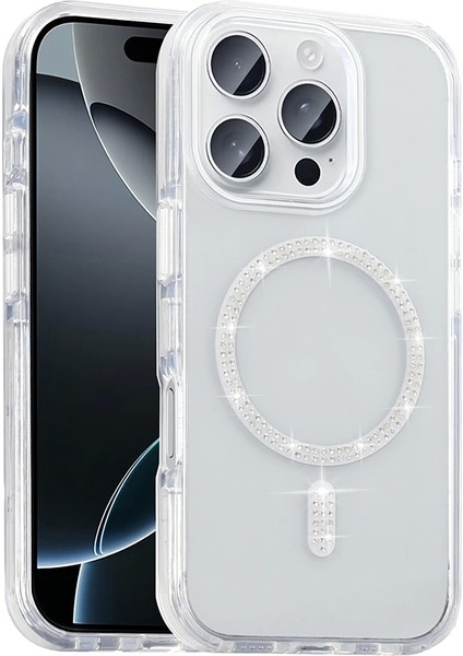 Apple iPhone 16 Pro Kılıf Taşlı Tasarım M-Safe Şarj Özellikli Redclick Koment Silikon Kapak fiyatları