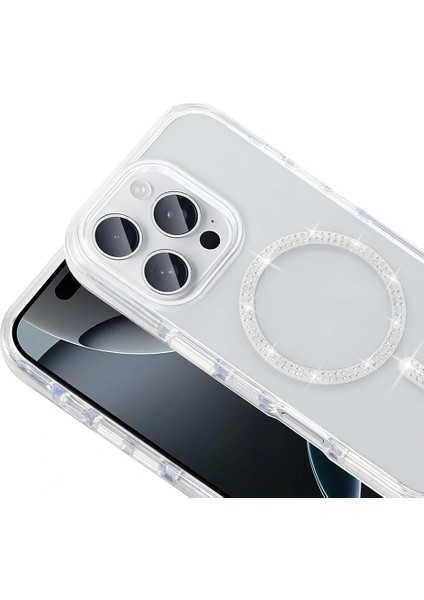 Apple iPhone 16 Pro Kılıf Taşlı Tasarım M-Safe Şarj Özellikli Redclick Koment Silikon Kapak modelleri