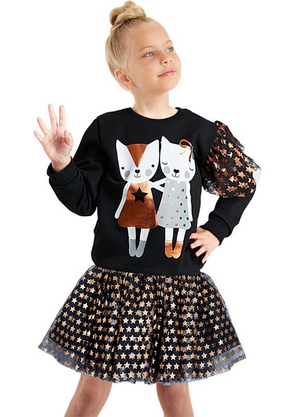 Kız Çocuk Yıldız Siyah Tüllü Tütü Etek