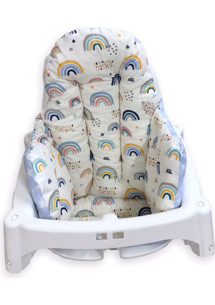 Bebek Çocuk Mama Sandalyesi Minderi Mavi Gökkuşağı ve Mavi Yıldızlı fiyatları