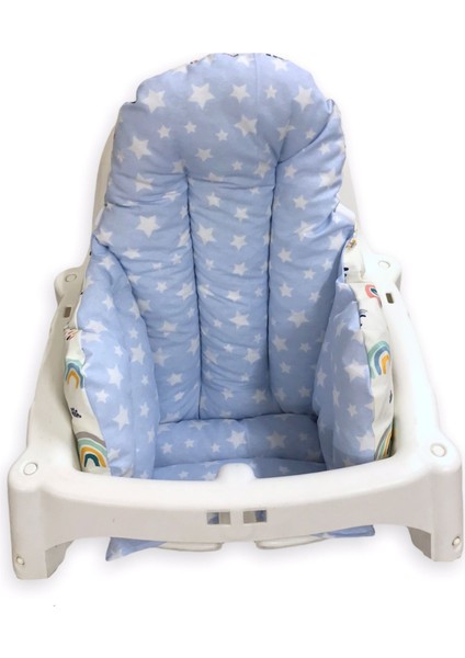 Bebek Çocuk Mama Sandalyesi Minderi Mavi Gökkuşağı ve Mavi Yıldızlı fırsatları
