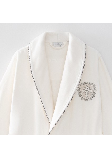 Ella Erkek Bornoz %100 Organik Pamuk Nakışlı Krem fiyatları