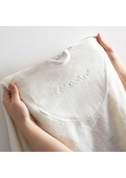 Ella Erkek Bornoz %100 Organik Pamuk Nakışlı Krem