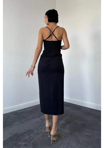 Siyah Sırt Dekolteli Elbise fiyatları