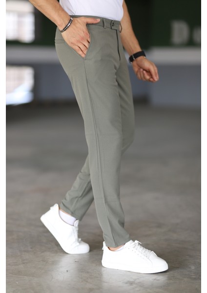 Erkek Zeytin Yeşili Renk Italyan Kesim Slimfit Kumaş Pantolon modelleri