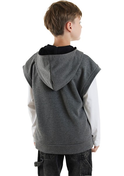 Erkek Çocuk Kapüşonlu Kolsuz Gri Sweatshirt fiyatları