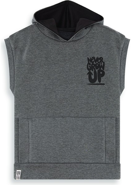 Erkek Çocuk Kapüşonlu Kolsuz Gri Sweatshirt modelleri