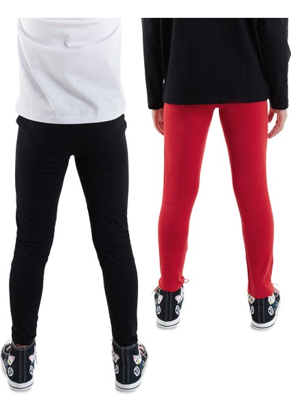 Siyah ve Kırmızı Kız Çocuk 2'li Paket Tayt fiyatları