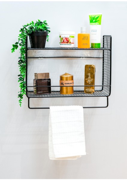 Metal Raflı Havluluk Banyo ve Mutfak Rafı Dekoratif Raf