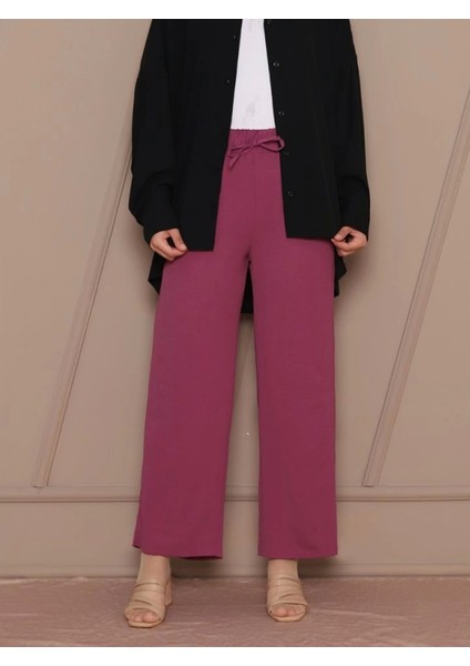 Beli Lastikli Bağcık Detaylı Ayrobin Pantolon -Mürdüm fiyatları