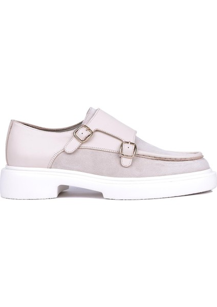 - Bej Hakiki Süet, Deri Tokalı Erkek Klasik Ayakkabı 115-K575