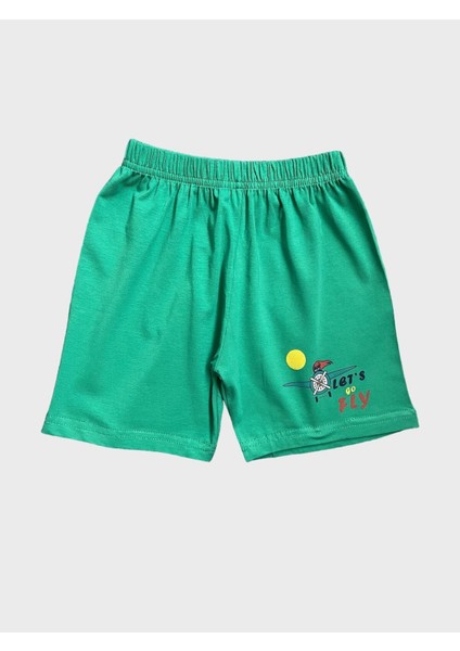 Kız Çocuk %100 Pamuklu Bulut Uçak Uçurtma Kız Desenli Kısa Kollu Şortlu Yazlık Pijama Takımı