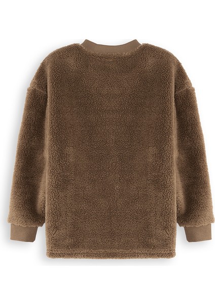 Kaplan Oversize Erkek Çocuk Kahverengi Peluş Sweatshirt fırsatları
