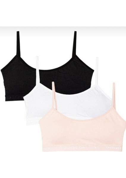 Vanilyashop Pedli Ribana Yarım Atlet Büstiyer Alıştırma Sütyen 3lü Karışık Renk.