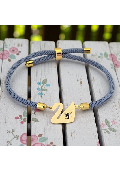 14 Ayar Plakalı Altın Melek Temalı Mavi Örgülü Kuğu Kuşu Figürlü Hediye BILEKLIK-603SEMBOL fiyatları