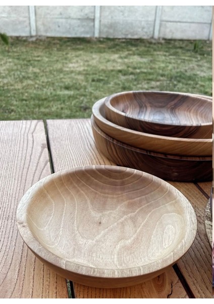 %100 Doğal Ceviz Ahşap Sunum Tabağı 23 cm – El Yapımı Özel Tasarım