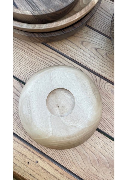 %100 Doğal Ceviz Ahşap Sunum Tabağı 23 cm – El Yapımı Özel Tasarım modelleri