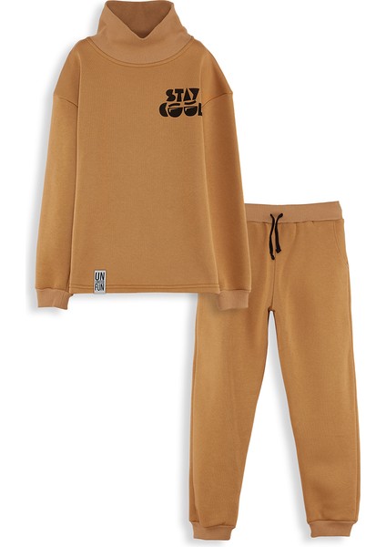 Stay Cool Oversize Erkek Çocuk Hardal Eşofman Takım modelleri