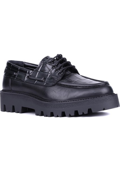 - Siyah Hakiki Deri Croco Desen Bağcıklı Erkek Günlük Ayakkabı 115-K512 fiyatları