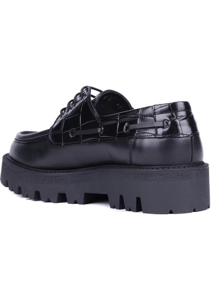 - Siyah Hakiki Deri Croco Desen Bağcıklı Erkek Günlük Ayakkabı 115-K512 fırsatları