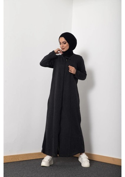 Fermuralı Likralı Kumaş Düz Renk Namaz Elbisesi Ferace fiyatları