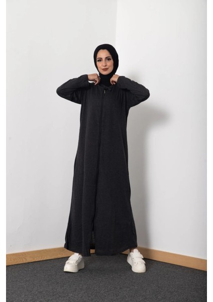 Fermuralı Likralı Kumaş Düz Renk Namaz Elbisesi Ferace fırsatları