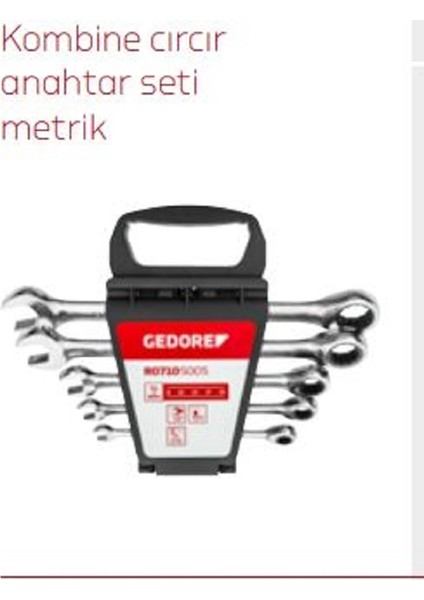 Red Cırcır Kombine Anahtar Takımı 5 Parça