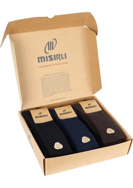 Erkek Yün Karışık Renk Çorap 3 Adet